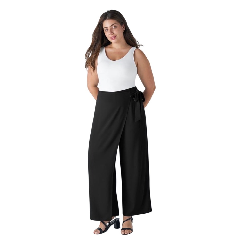 Halara Pants Women XL Wide Leg Wrap Front Side Tie High Rise Split Leg Flowy